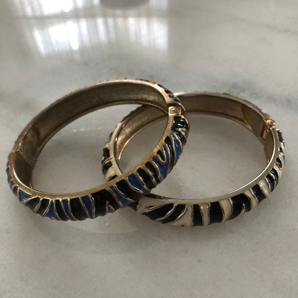 KJL original Black White Gold Tiger Print Bangle - Picture 9 of 10